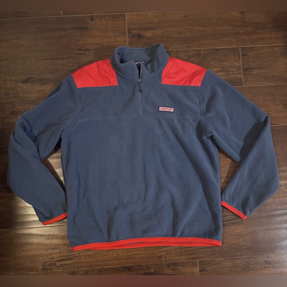 Men’s Vineyard Vines Blue Quarter Zip Fleece Pullover Size XL
